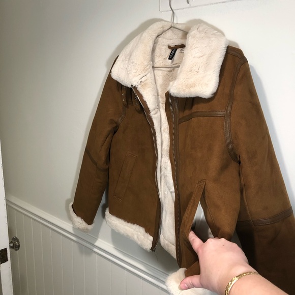 H&M Fur Lined Bomber Jacket - Picture 3 of 4